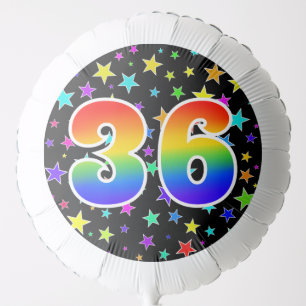 Colorful Stars + Rainbow Pattern "36" Event # Balloon