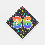 [ Thumbnail: Colorful Stars + Rainbow Pattern "36" Event # Napkins ]