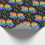 [ Thumbnail: Colorful Stars + Rainbow Pattern "36" Event # Wrapping Paper ]