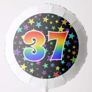 Colorful Stars + Rainbow Pattern "37" Event # Balloon