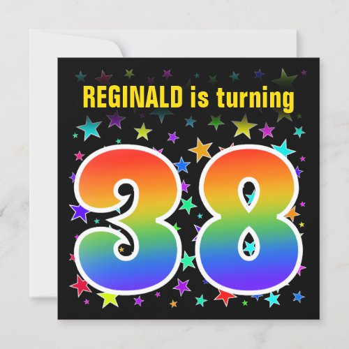 Colorful Stars  Rainbow Pattern 38 Birthday  Invitation