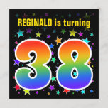[ Thumbnail: Colorful Stars + Rainbow Pattern "38" Birthday # Invitation ]