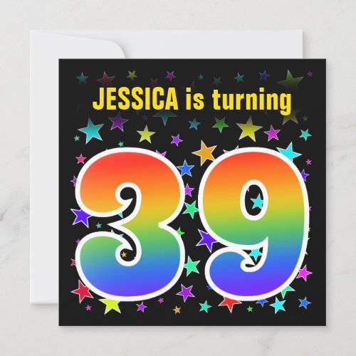 Colorful Stars  Rainbow Pattern 39 Birthday  Invitation