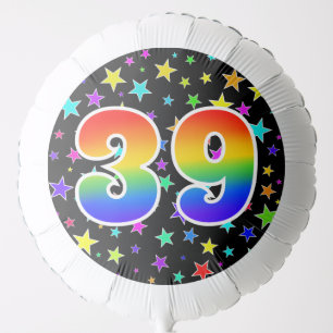 Colorful Stars + Rainbow Pattern "39" Event # Balloon