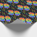 [ Thumbnail: Colorful Stars + Rainbow Pattern "39" Event # Wrapping Paper ]