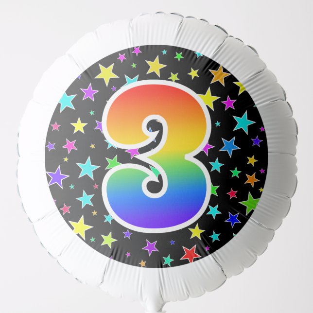 Colorful Stars + Rainbow Pattern "3" Event # Balloon (Front)