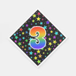 [ Thumbnail: Colorful Stars + Rainbow Pattern "3" Event # Napkins ]