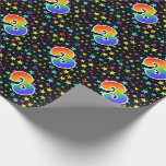 [ Thumbnail: Colorful Stars + Rainbow Pattern "3" Event # Wrapping Paper ]