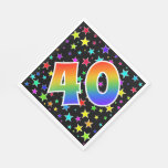 [ Thumbnail: Colorful Stars + Rainbow Pattern "40" Event # Napkins ]