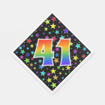 [ Thumbnail: Colorful Stars + Rainbow Pattern "41" Event # Napkins ]