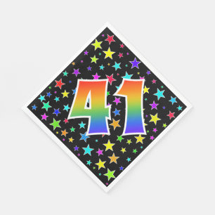 Colorful Stars + Rainbow Pattern "41" Event # Napkins