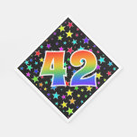 [ Thumbnail: Colorful Stars + Rainbow Pattern "42" Event # Napkins ]