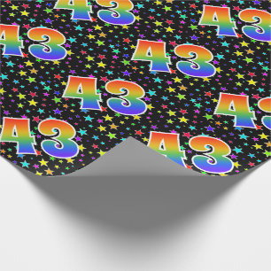 Colorful Stars + Rainbow Pattern "43" Event # Wrapping Paper