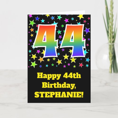 Colorful Stars  Rainbow Pattern 44 Birthday  Card