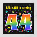 [ Thumbnail: Colorful Stars + Rainbow Pattern "44" Birthday # Invitation ]