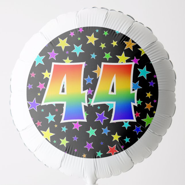 Colorful Stars + Rainbow Pattern "44" Event # Balloon (Front)