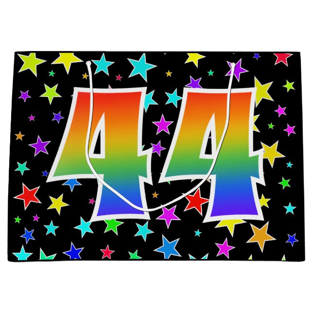 Colorful Stars + Rainbow Pattern "44" Event # Large Gift Bag (Front)