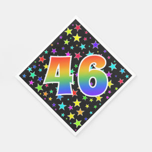Colorful Stars + Rainbow Pattern "46" Event # Napkins