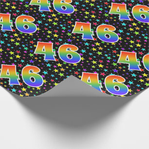 Colorful Stars + Rainbow Pattern "46" Event # Wrapping Paper