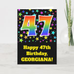 [ Thumbnail: Colorful Stars + Rainbow Pattern "47" Birthday # Card ]