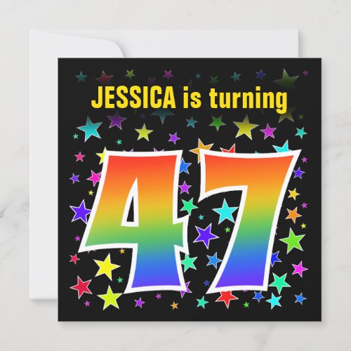 Colorful Stars  Rainbow Pattern 47 Birthday  Invitation