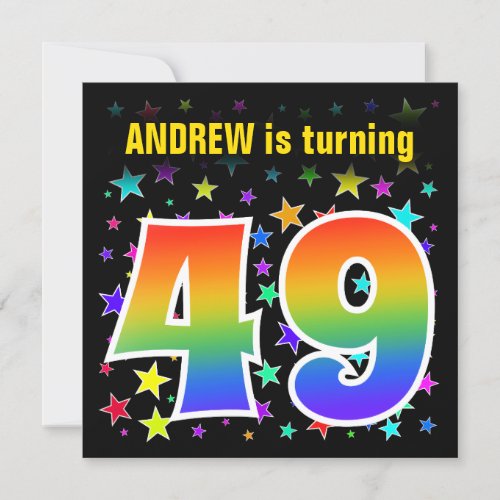 Colorful Stars  Rainbow Pattern 49 Birthday  Invitation