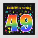 [ Thumbnail: Colorful Stars + Rainbow Pattern "49" Birthday # Invitation ]