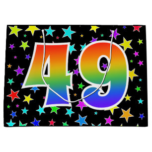 Colorful Stars + Rainbow Pattern "49" Event # Large Gift Bag