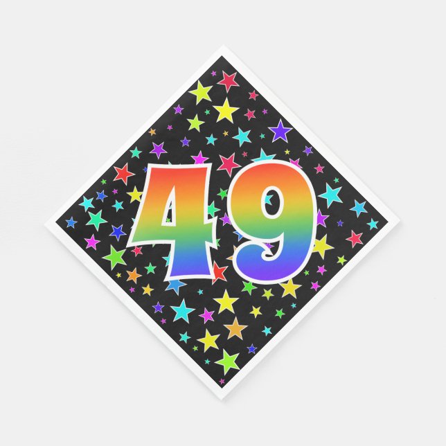 Colorful Stars + Rainbow Pattern "49" Event # Napkins (Corner)