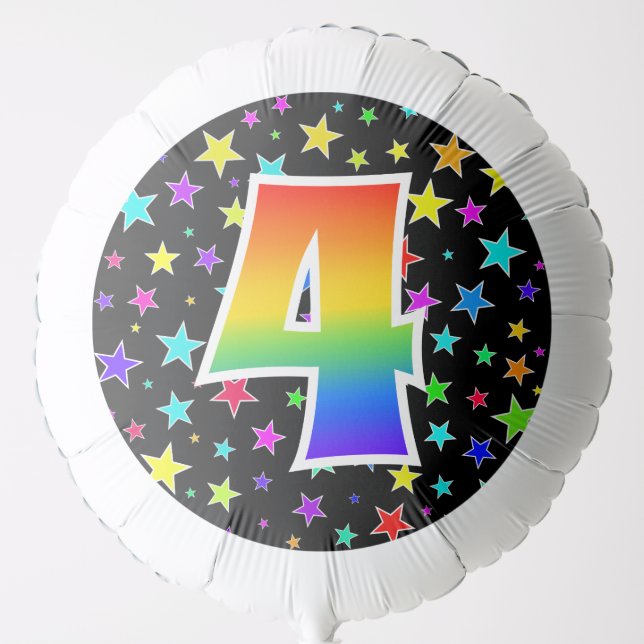 Colorful Stars + Rainbow Pattern "4" Event # Balloon (Front)
