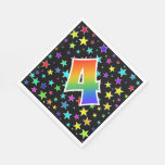 [ Thumbnail: Colorful Stars + Rainbow Pattern "4" Event # Napkins ]