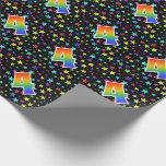 [ Thumbnail: Colorful Stars + Rainbow Pattern "4" Event # Wrapping Paper ]