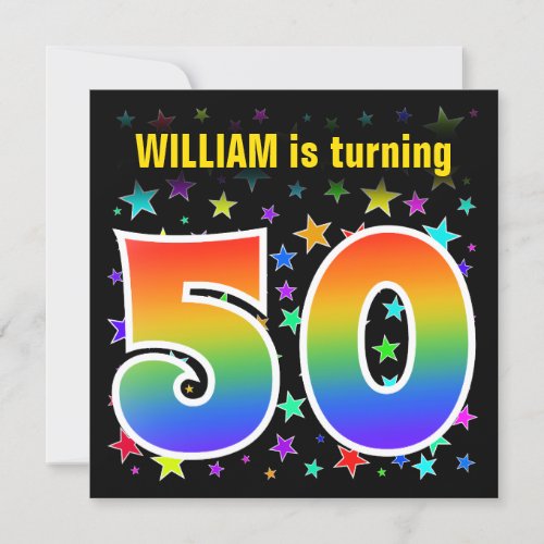 Colorful Stars  Rainbow Pattern 50 Birthday  Invitation
