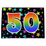 [ Thumbnail: Colorful Stars + Rainbow Pattern "50" Event # Gift Bag ]