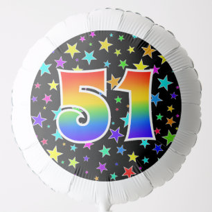 Colorful Stars + Rainbow Pattern "51" Event # Balloon