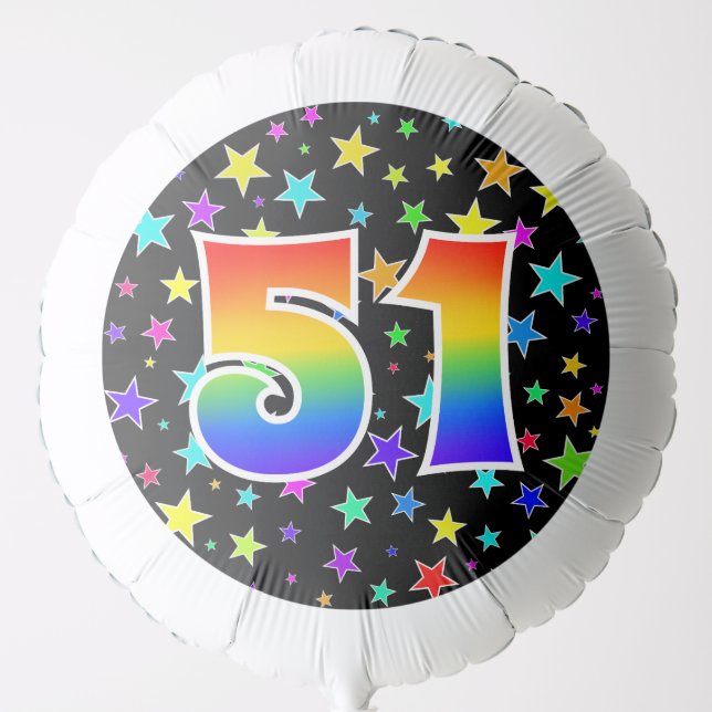 Colorful Stars + Rainbow Pattern "51" Event # Balloon (Front)
