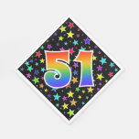 [ Thumbnail: Colorful Stars + Rainbow Pattern "51" Event # Napkins ]