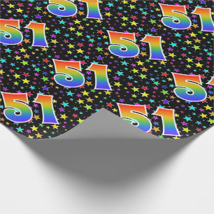 Colorful Stars + Rainbow Pattern "51" Event # Wrapping Paper