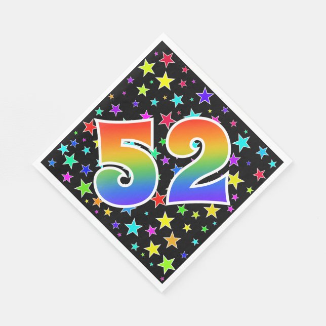 Colorful Stars + Rainbow Pattern "52" Event # Napkins (Corner)