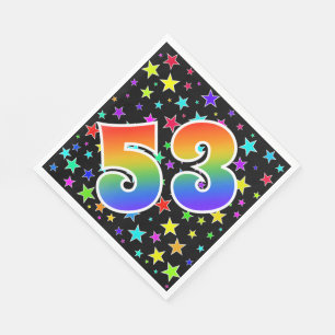 Colorful Stars + Rainbow Pattern "53" Event # Napkins