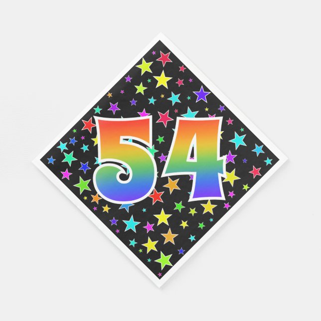 Colorful Stars + Rainbow Pattern "54" Event # Napkins (Corner)
