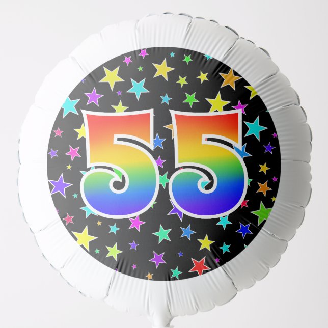 Colorful Stars + Rainbow Pattern "55" Event # Balloon (Front)