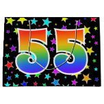 [ Thumbnail: Colorful Stars + Rainbow Pattern "55" Event # Gift Bag ]