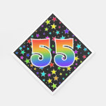 [ Thumbnail: Colorful Stars + Rainbow Pattern "55" Event # Napkins ]