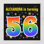 [ Thumbnail: Colorful Stars + Rainbow Pattern "56" Birthday # Invitation ]