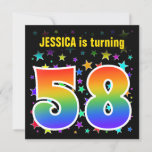 [ Thumbnail: Colorful Stars + Rainbow Pattern "58" Birthday # Invitation ]