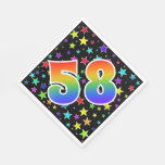 [ Thumbnail: Colorful Stars + Rainbow Pattern "58" Event # Napkins ]