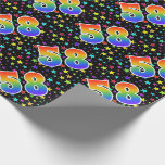 [ Thumbnail: Colorful Stars + Rainbow Pattern "58" Event # Wrapping Paper ]