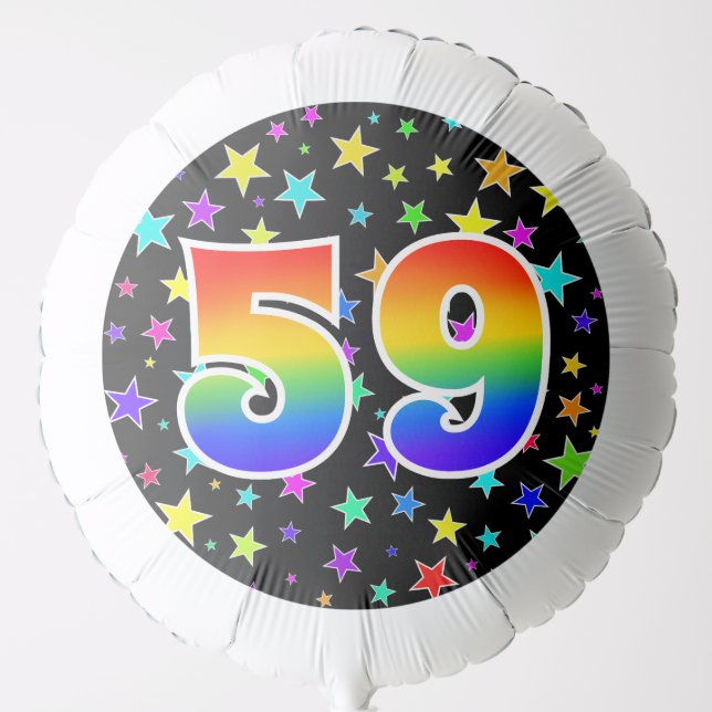 Colorful Stars + Rainbow Pattern "59" Event # Balloon (Front)