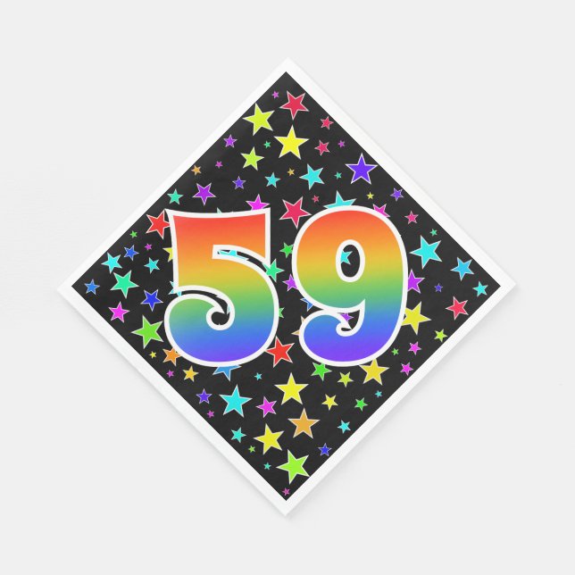 Colorful Stars + Rainbow Pattern "59" Event # Napkins (Corner)
